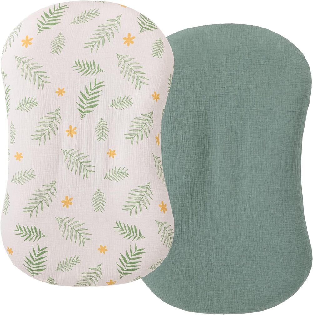 Muslin Baby Lounger Cover 2 Pack, Organic Cotton Removable Slipcover for Newborn